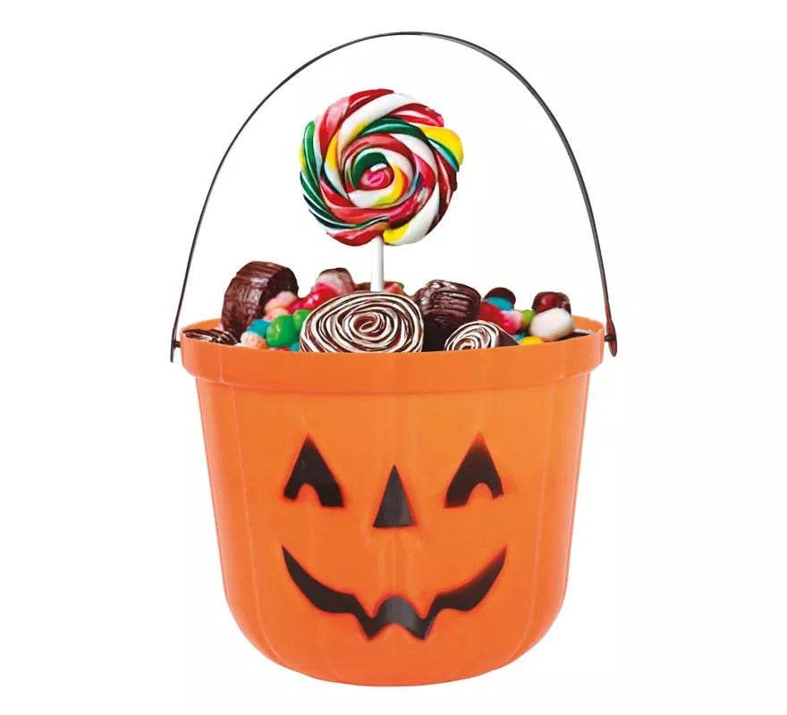 Translation missing: it.Cubo Calabaza de plástico de 15 cm para Halloween