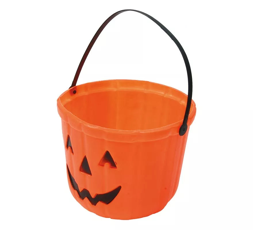 Translation missing: es.Cubo Calabaza de plástico de 15 cm para Halloween
