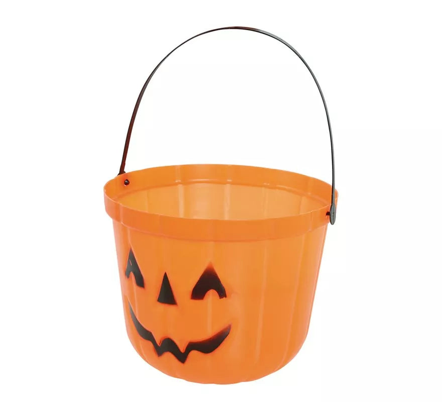 Translation missing: es.Cubo Calabaza de plástico de 15 cm para Halloween