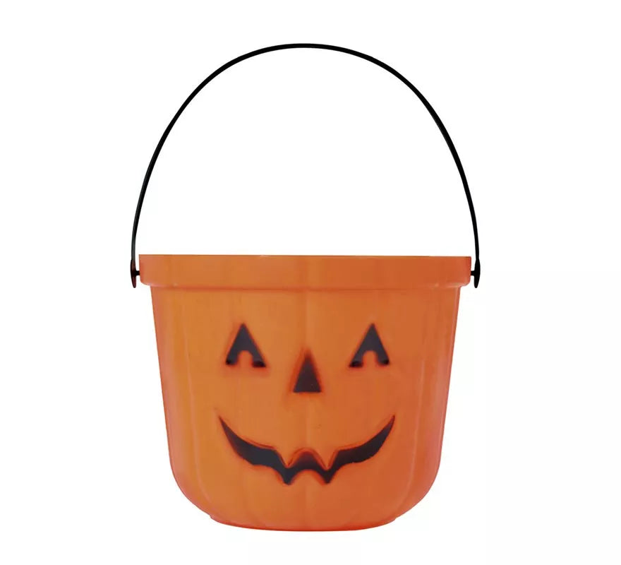 Translation missing: es.Cubo Calabaza de plástico de 15 cm para Halloween