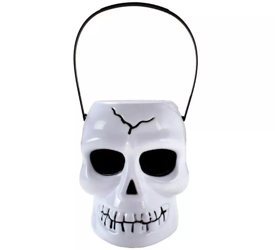 Translation missing: it.Cubo Calavera blanco con asa de 12x14x16 cm
