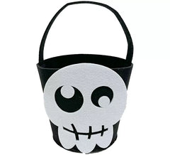 Cubo teschio in feltro bianco e nero 20x18x18,50 cm