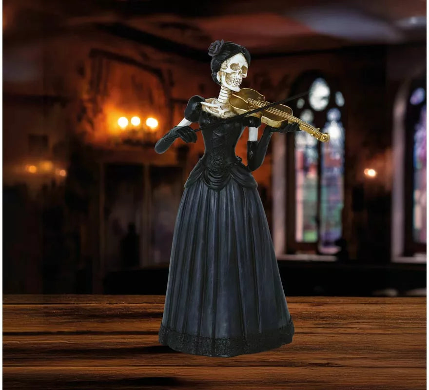 Translation missing: it.Dama Esqueleto con Violín de Resina de 26x15 cm