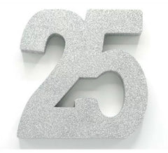 Decoro per tavola Numero 25 Argento di SCHIUMA di 202x205x30 mm