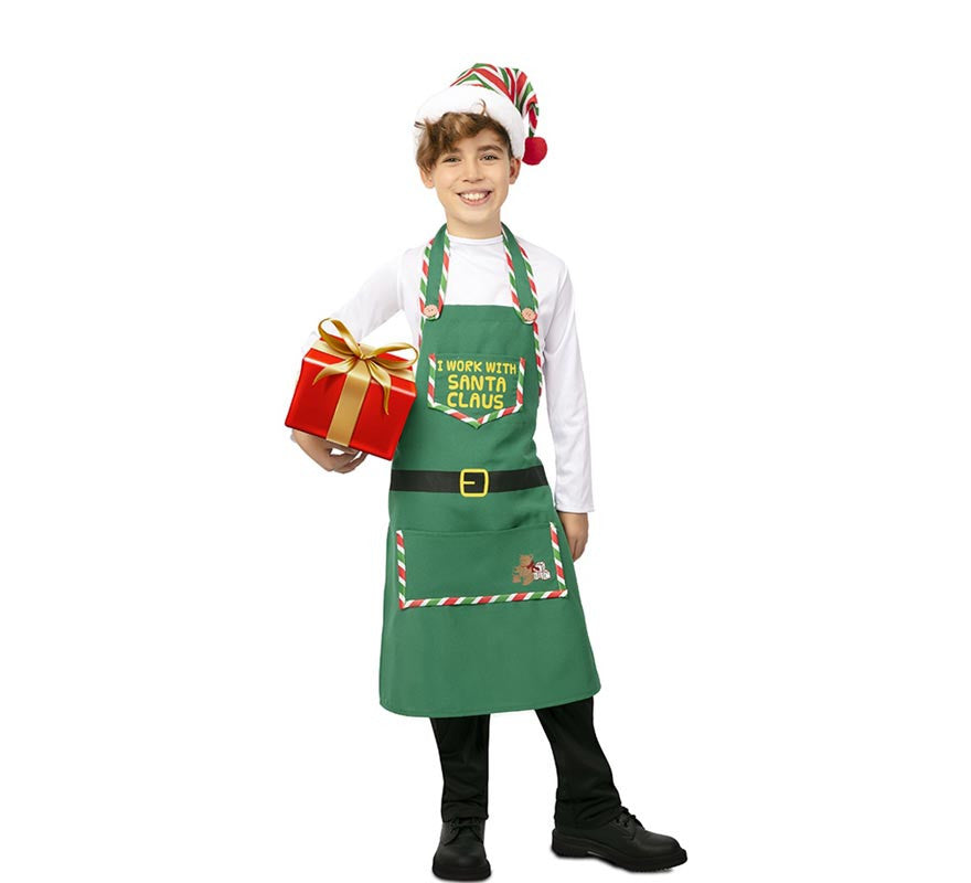 Translation missing: it.Delantal de Elfo Ayudante verde con gorro infantil