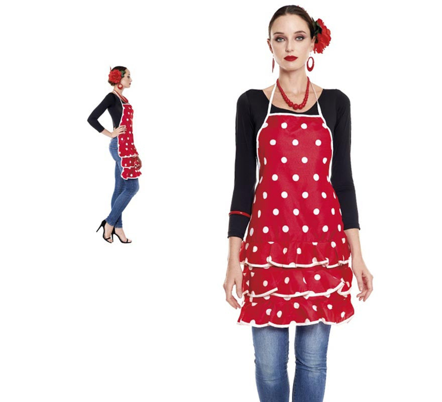 Translation missing: it.Delantal de Flamenca rojo con lunares blancos