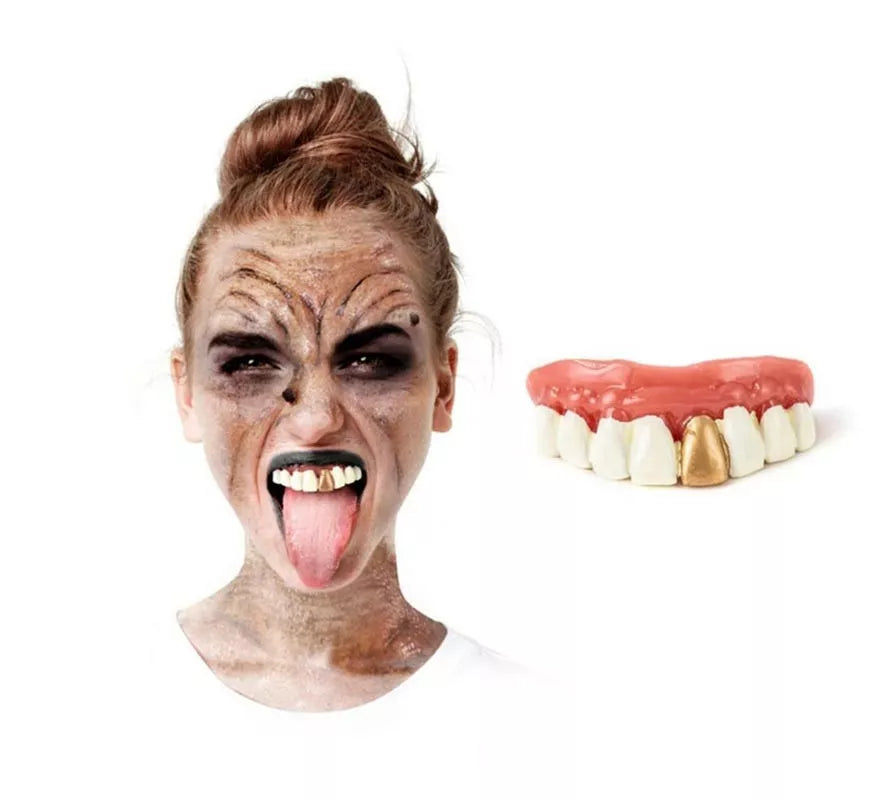Translation missing: es.Dentadura blanca FX con diente de oro