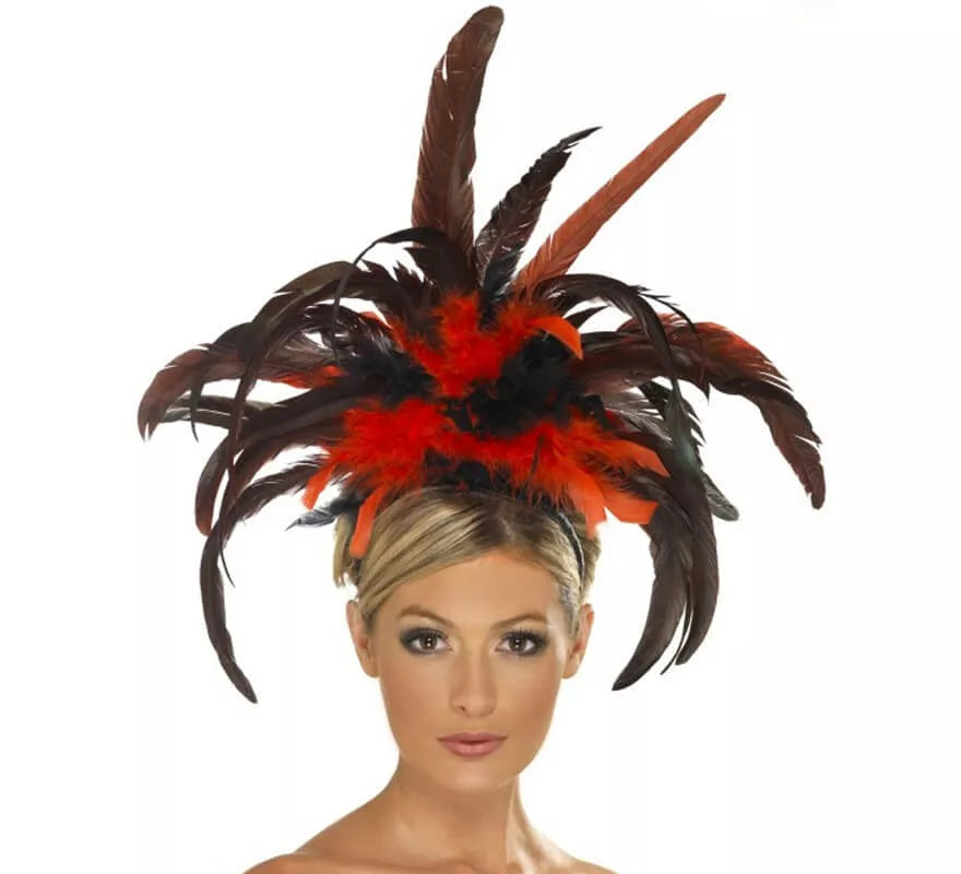 Translation missing: es.Diadema Burlesque de plumas negras y rojas