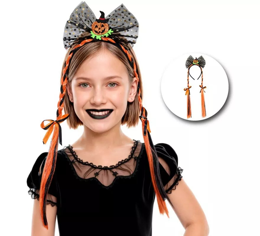 Translation missing: it.Diadema Calabaza con Dos Trenzas Infantil