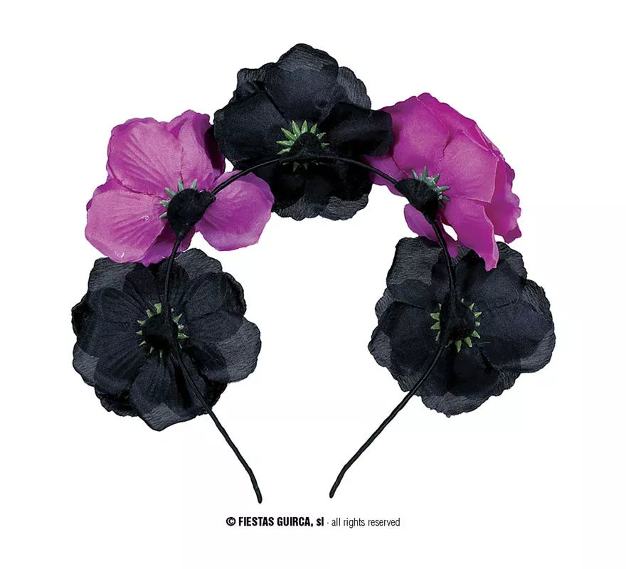 Translation missing: it.Diadema de Catrina Flores negras y púrpura
