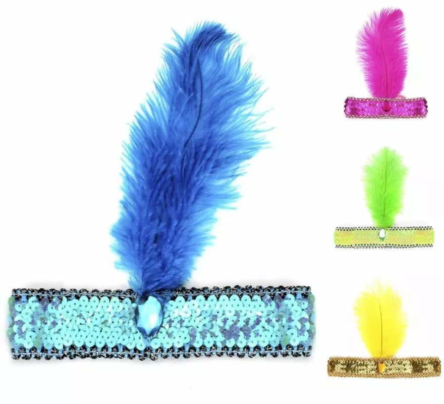 Translation missing: it.Diadema Charlestón con Pluma y Lentejuelas en varios colores