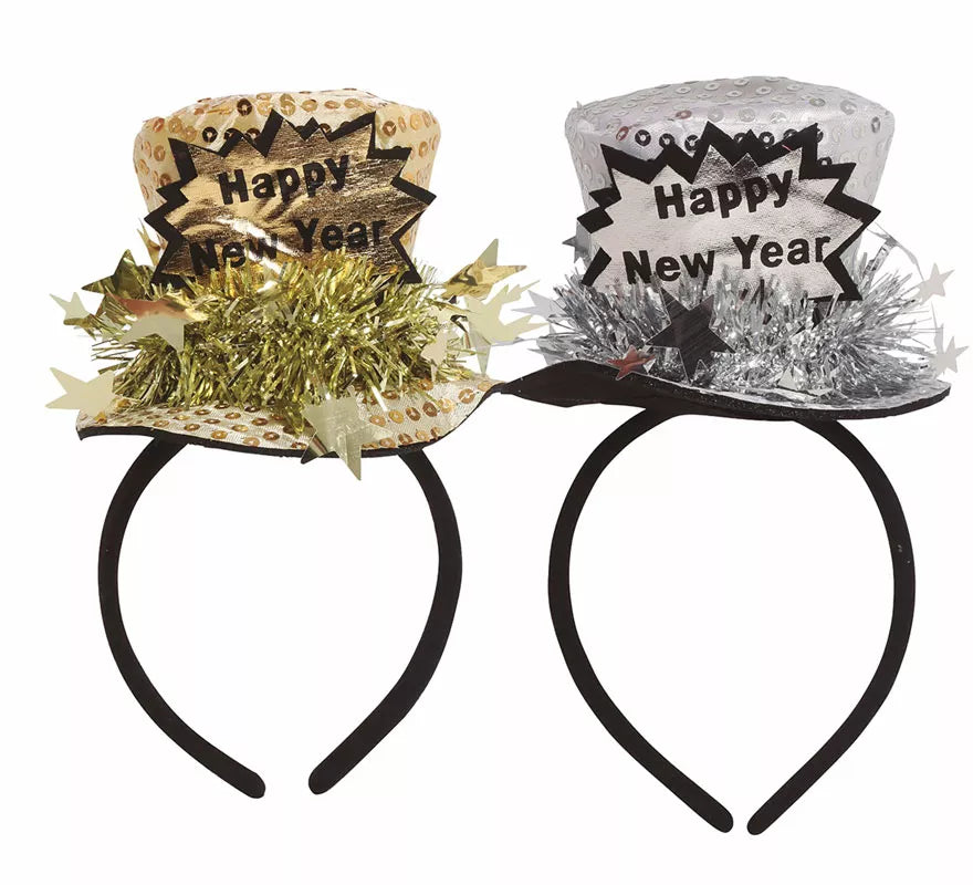 Translation missing: it.Diadema Chistera 'Happy New Year' Plata y Oro Surtidos