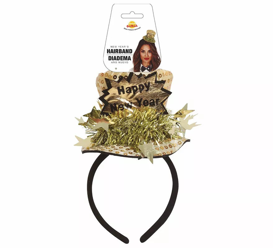 Diadema Chistera 'Happy New Year' Plata y Oro Surtidos