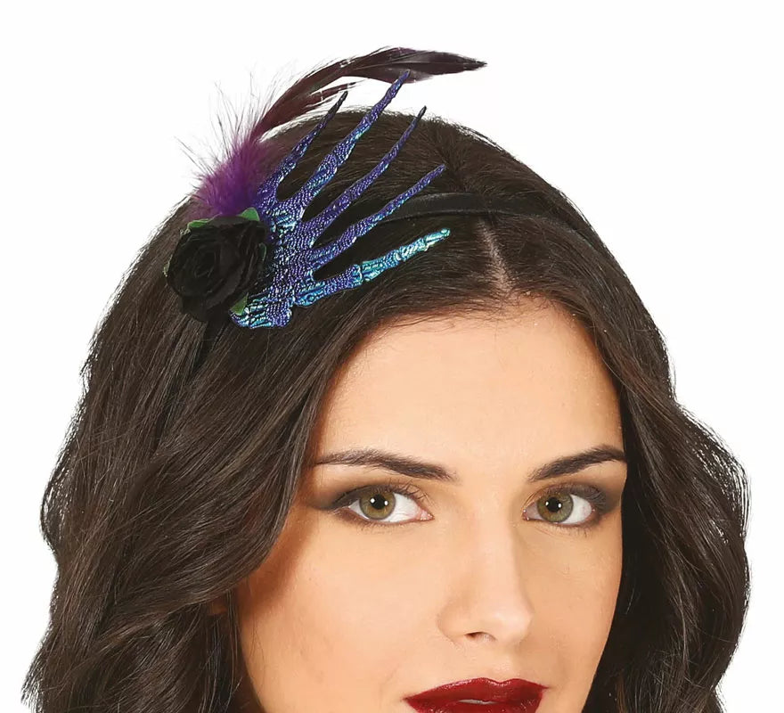 Translation missing: it.Diadema con Mano, Pluma y Rosa Negra