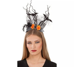 Fascia per capelli con pipistrelli e fiori