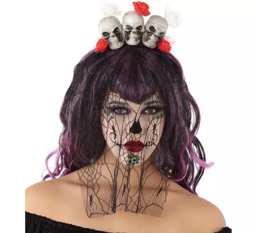 Translation missing: it.Diadema con Velo del Día de los Muertos