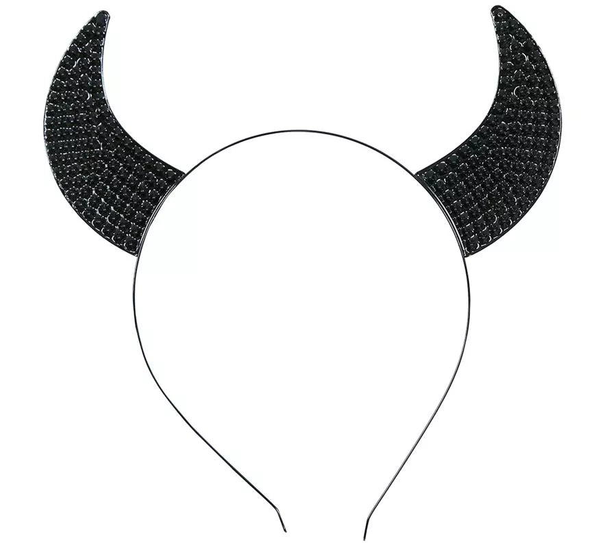 Diadema Cuerno con Brillantes rojos Metálica