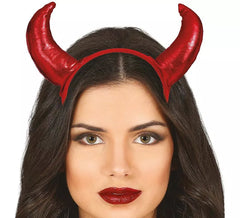 Fascia per capelli con corna di demone rosso