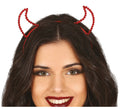 Diadema Cuernos Roja de Demonio con Piedras Preciosas