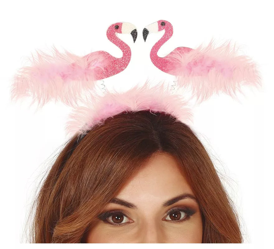 Diadema de 2 Flamencos con Plumas