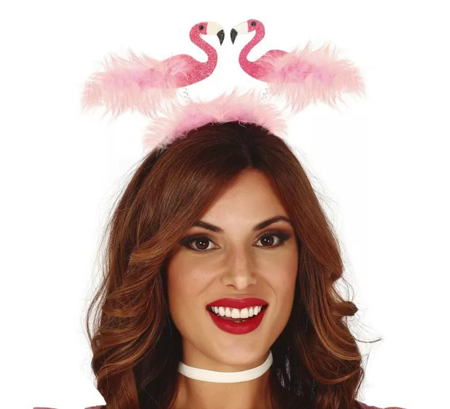 Translation missing: es.Diadema de 2 Flamencos con Plumas