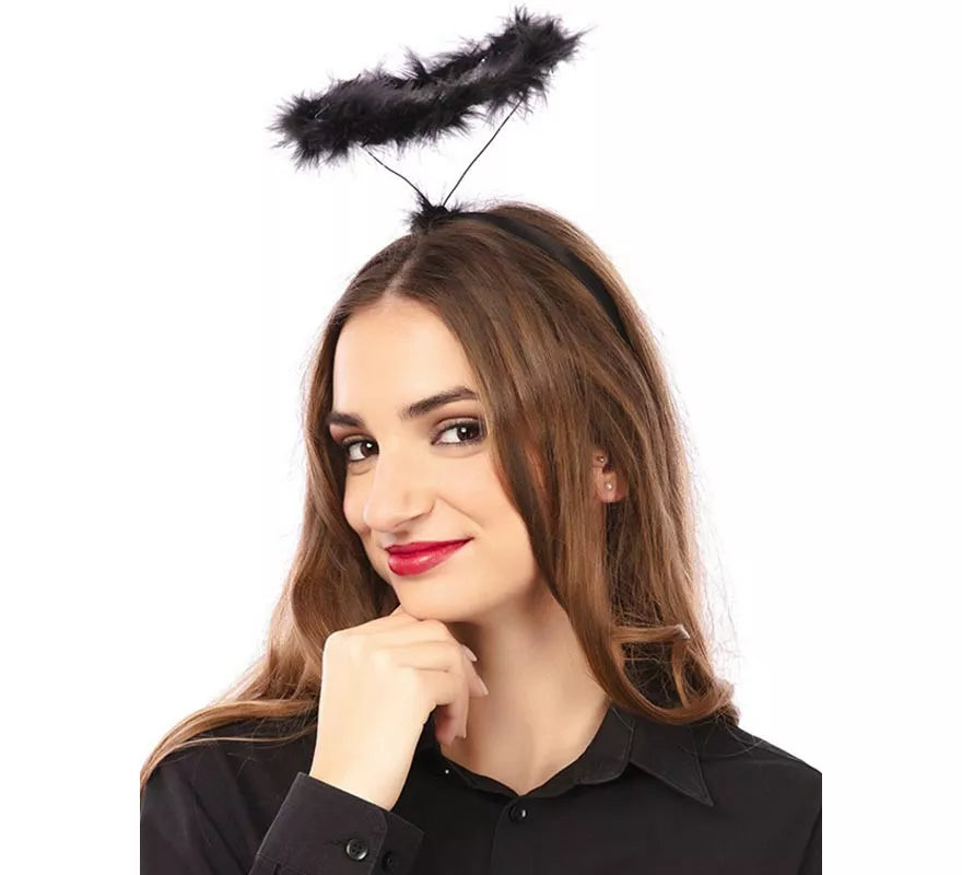 Translation missing: it.Diadema de Ángel negro con halo de 15x7 cm