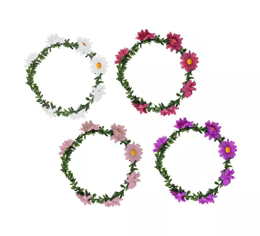 Translation missing: es.Diadema de Aro Margaritas con hojas verdes colores surtidos