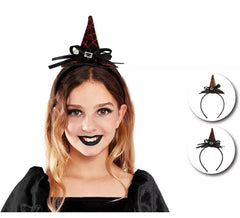 Cerchietto da strega con fiocco in colori assortiti per bambini