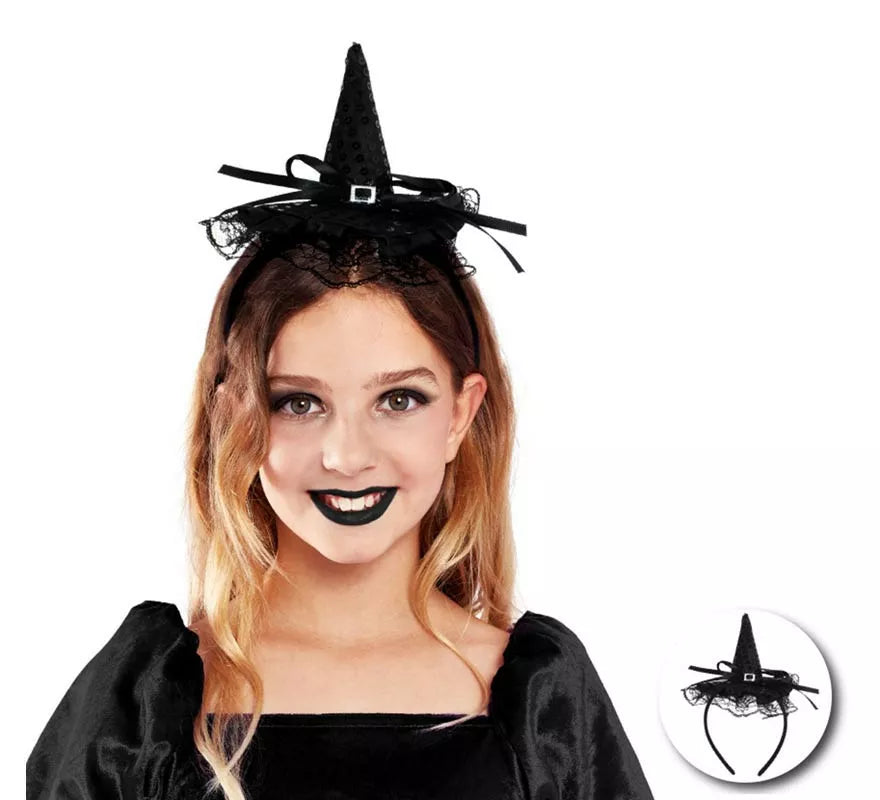 Translation missing: it.Diadema de Bruja con lentejuelas y lazo infantil en varios colores
