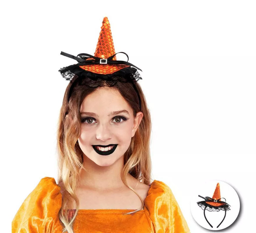 Translation missing: it.Diadema de Bruja con lentejuelas y lazo infantil en varios colores