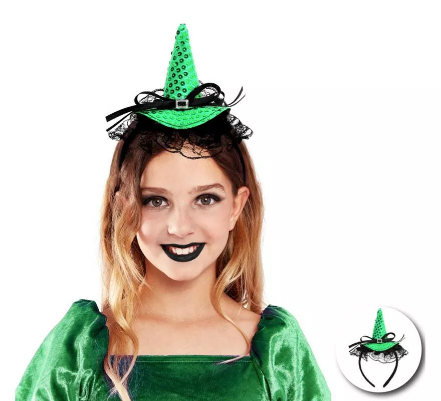 Translation missing: it.Diadema de Bruja con lentejuelas y lazo infantil en varios colores