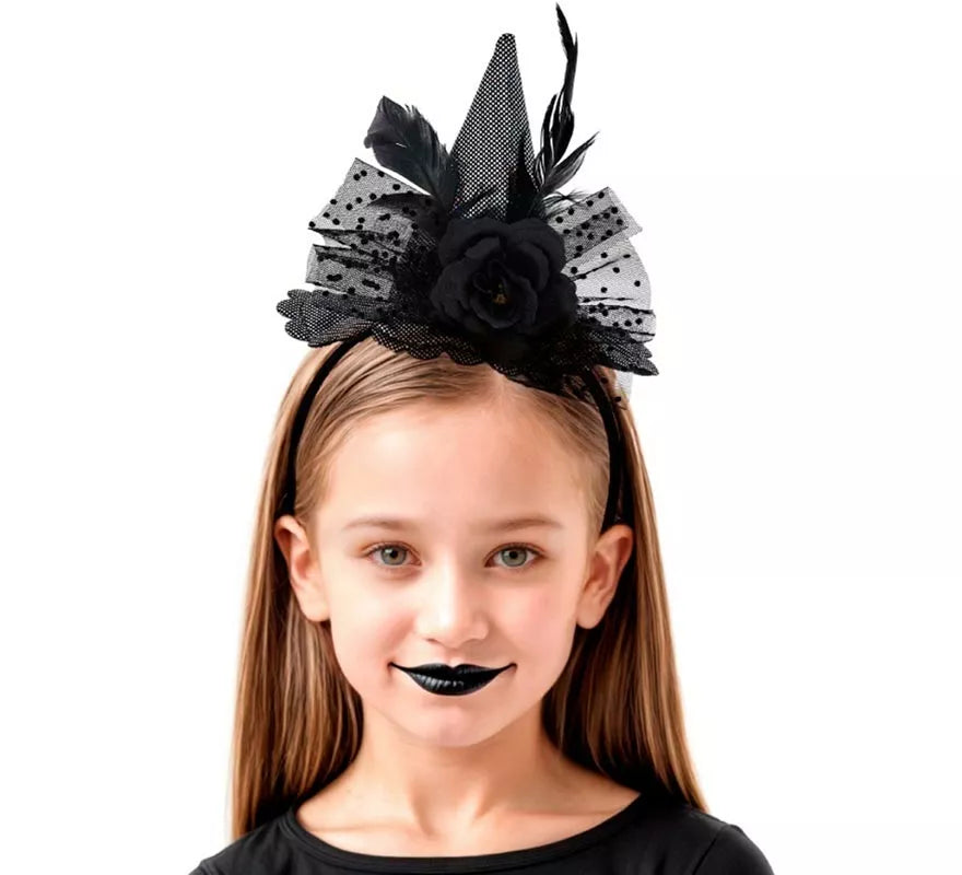 Translation missing: it.Diadema de Bruja con Rosa negra Infantil