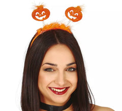 Cerchietto di zucca con marabou arancio