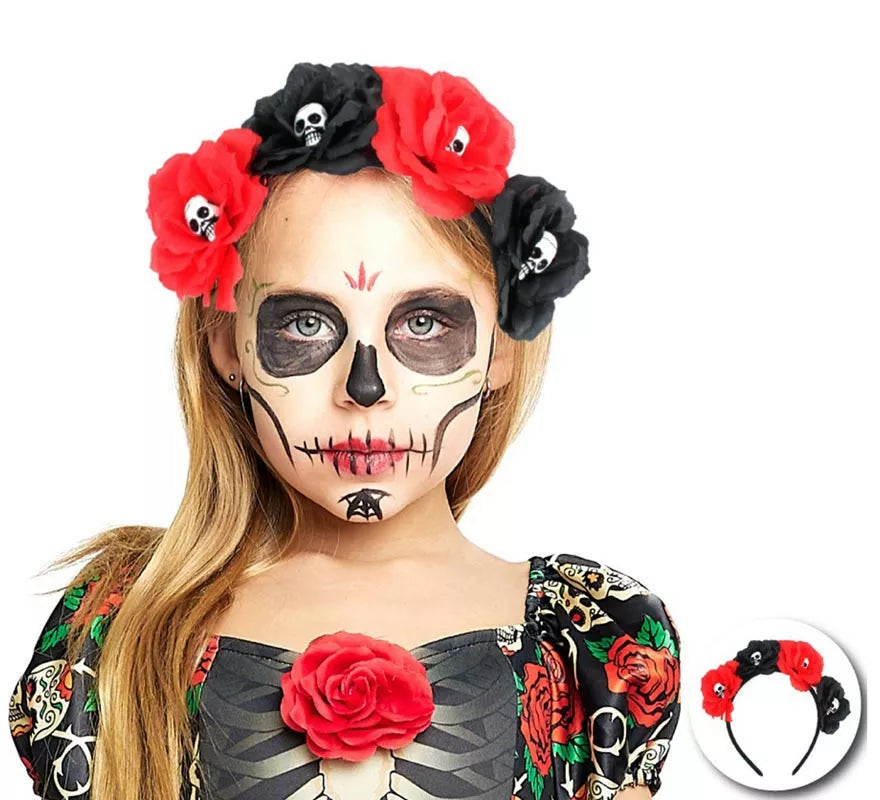 Translation missing: es.Diadema de Calavera con rosas infantil