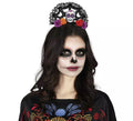 Diadema de Catrina calavera y flores