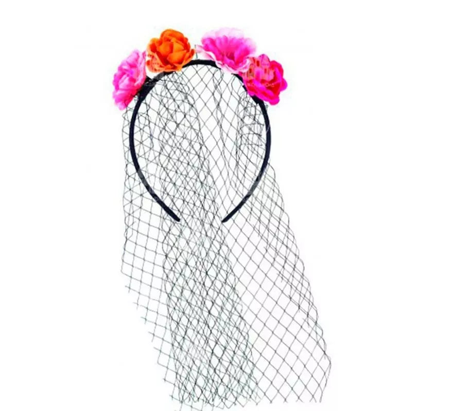 Translation missing: es.Diadema de Catrina con flores y velo
