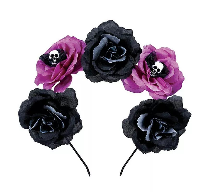 Translation missing: it.Diadema de Catrina Flores negras y púrpura