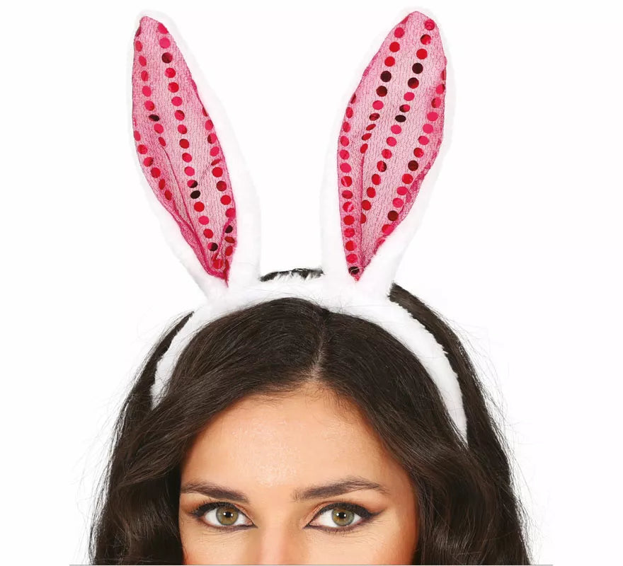 Translation missing: es.Diadema de Conejita con lentejuelas rosa adulto