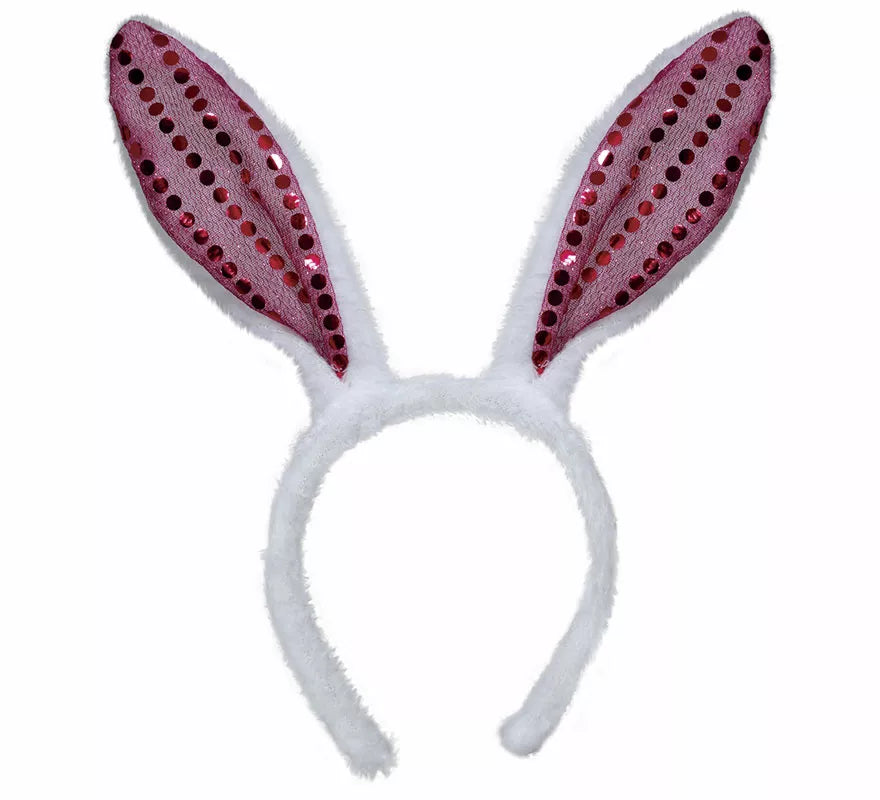 Translation missing: es.Diadema de Conejita con lentejuelas rosa adulto