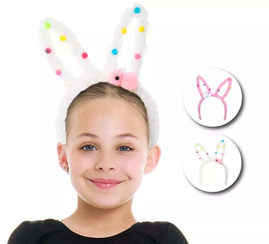 Translation missing: it.Diadema de Conejo Peluche con pompones en modelos surtidos