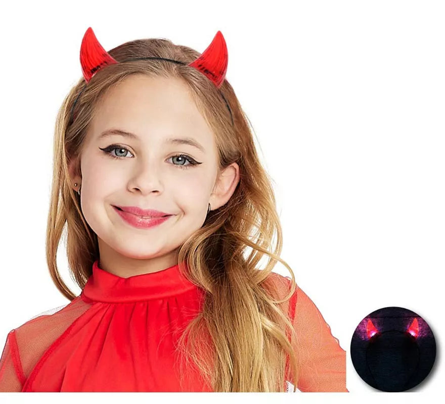 Translation missing: it.Diadema de Cuernos de Demonio cortos con luz infantil