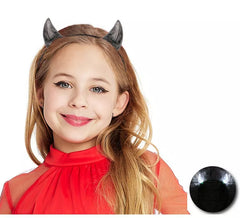 Fascia per capelli con corna di demone nero con luce per bambini