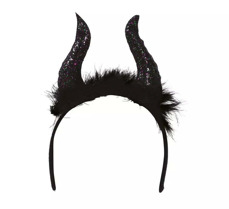 Translation missing: es.Diadema de Cuernos Negros Glitter