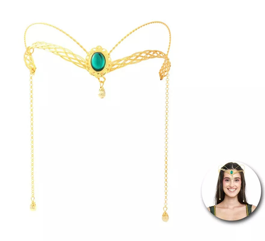 Translation missing: it.Diadema de Elfa Medieval con piedra verde