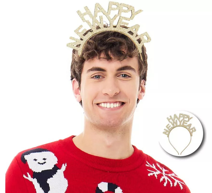 Translation missing: it.Diadema de Feliz Año Nuevo dorado brillante