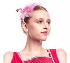 Cerchietto da flamenco con piuma rosa