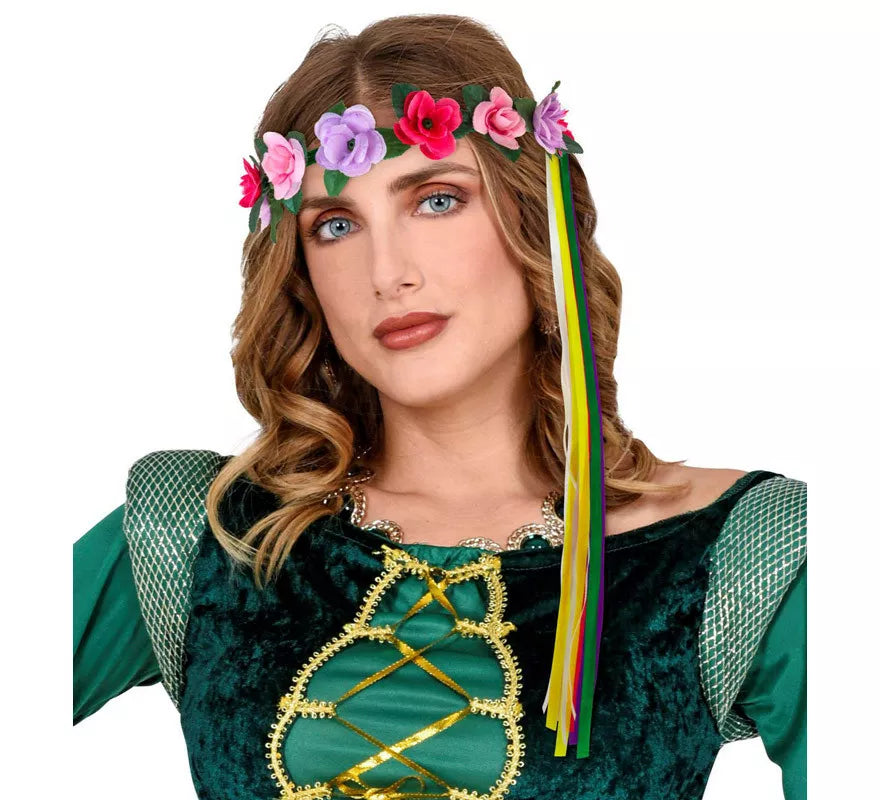 Translation missing: it.Diadema de Flores con Cintas Multicolor en 6 modelos surtidos
