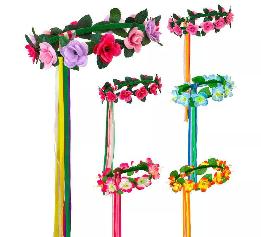 Translation missing: it.Diadema de Flores con Cintas Multicolor en 6 modelos surtidos