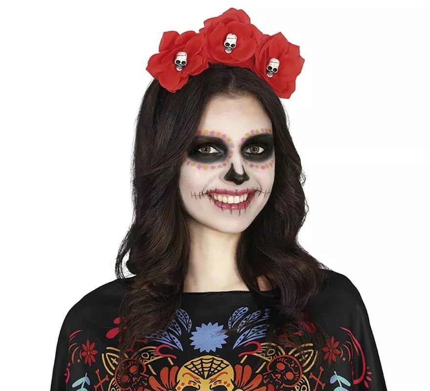 Translation missing: it.Diadema de Flores rojas con Calaveras