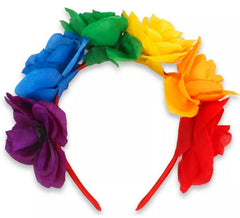 Fascia per capelli con fiori di rosa arcobaleno